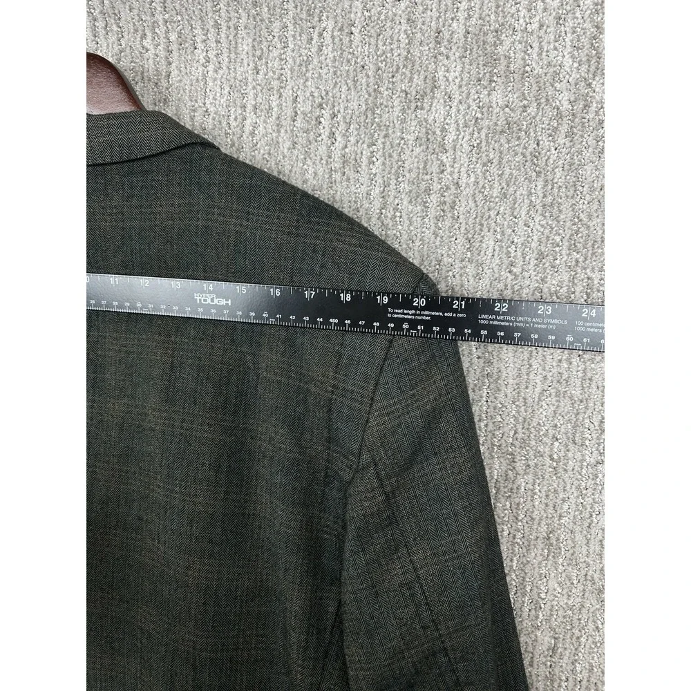 Italian Wool Blazer 44R Fratelli Tallia Di Delfino Dark Green Houndstooth Plaid